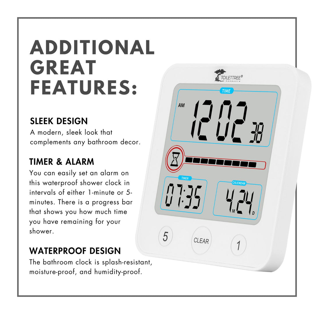 Waterproof Bathroom Shower Clock