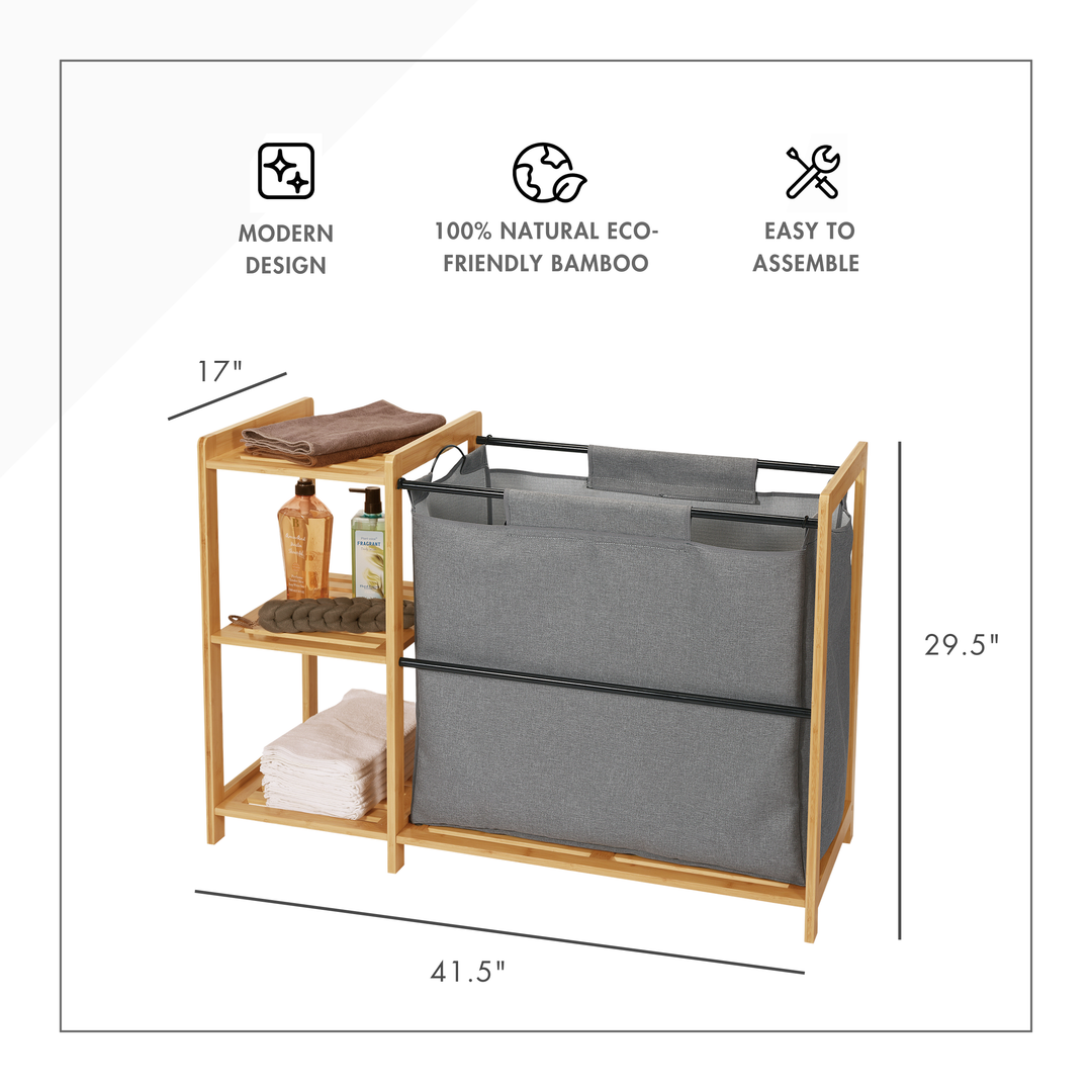 ToiletTree Bamboo Hamper with Shelves