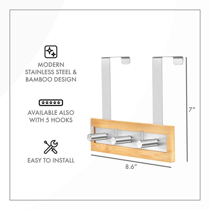 ToiletTree Bamboo Over-the-Door Towel Rack