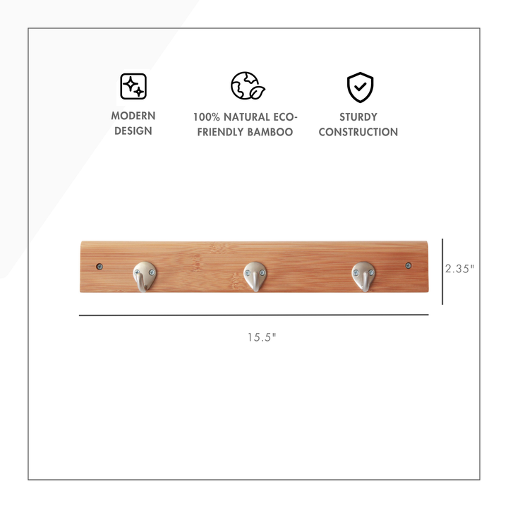 ToiletTree Bamboo Stainless Steel Towel Wall Hooks