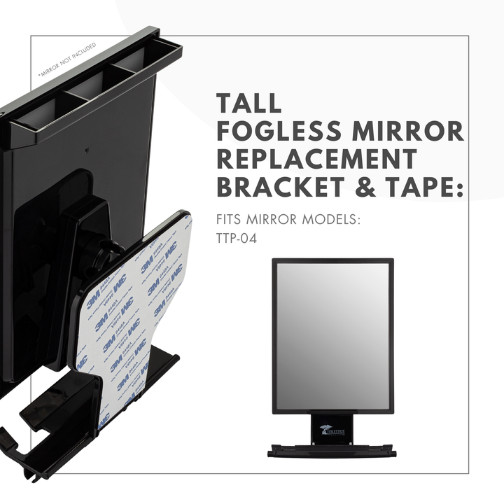 ToiletTree New Bracket with Mounting Tape (TTP-04) Bracket & Adhesive for Fogless Shower Mirror