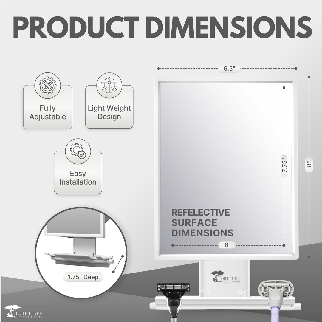 ToiletTree Tall Fogless Shower Mirror - White