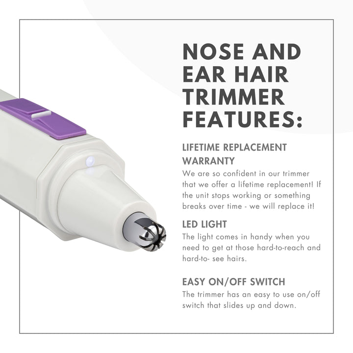 ToiletTree Womens Nose Hair Trimmer with LED Light